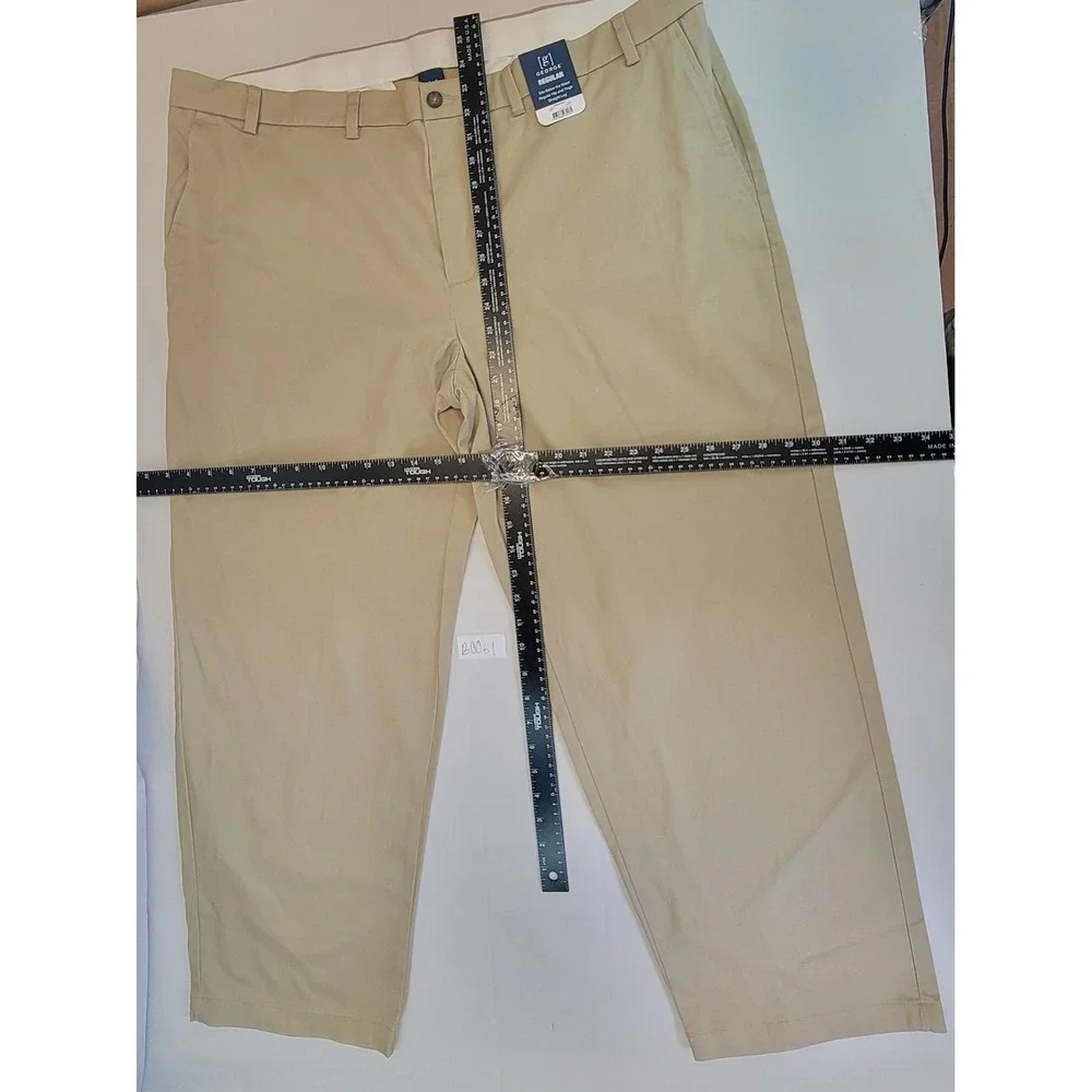 George Men's Regular Fit Casual Dress Pants Flat‎ Front Khaki Beige
